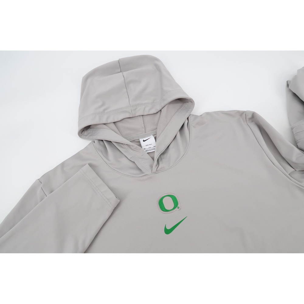 Nike Oregon Ducks Hoodie Mens 2XL Center Swoosh Gray Dri-FIT Sideline Team Issue